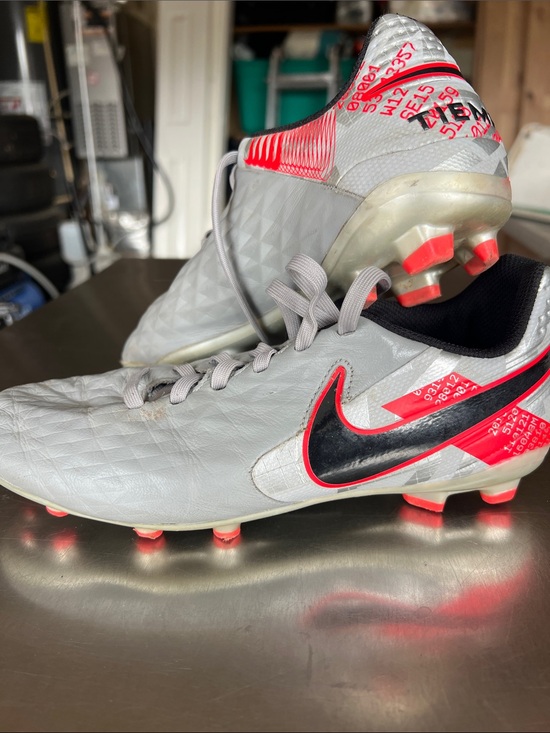 Nike Other - Nike Youth Gray Soccer Cleats with Black Swoosh and Pink-Red Accents